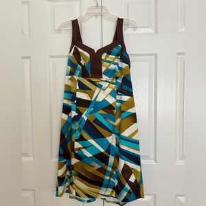 Nine West Geometric Dress. Stretch fabric. Sz 12 fully lined